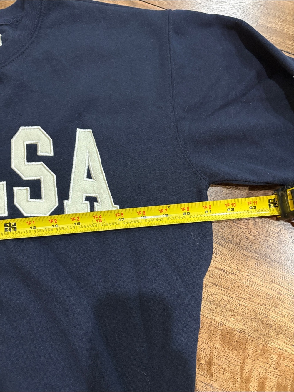 New York Popular Tulsa Graphic Sweatshirt Navy Blue White Stripes Mens M - Picture 3 of 5